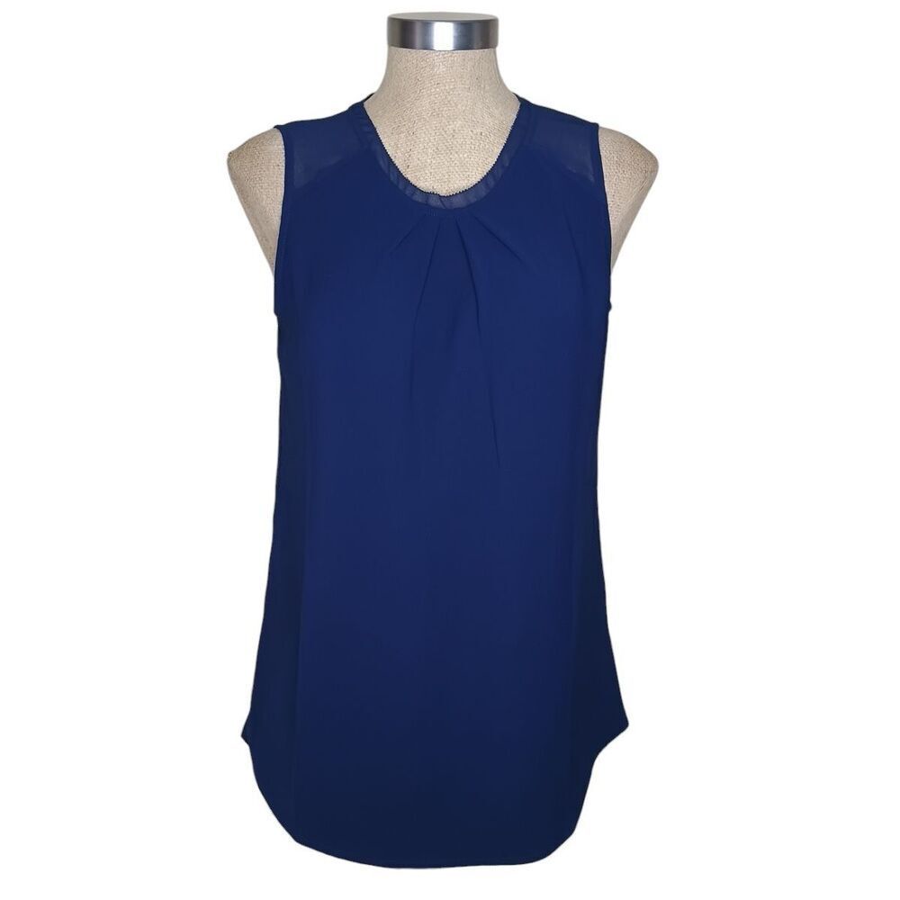 Soft Surroundings Blouse Top Women's Sz XS Blue Sleeveless Career Dressy Classy